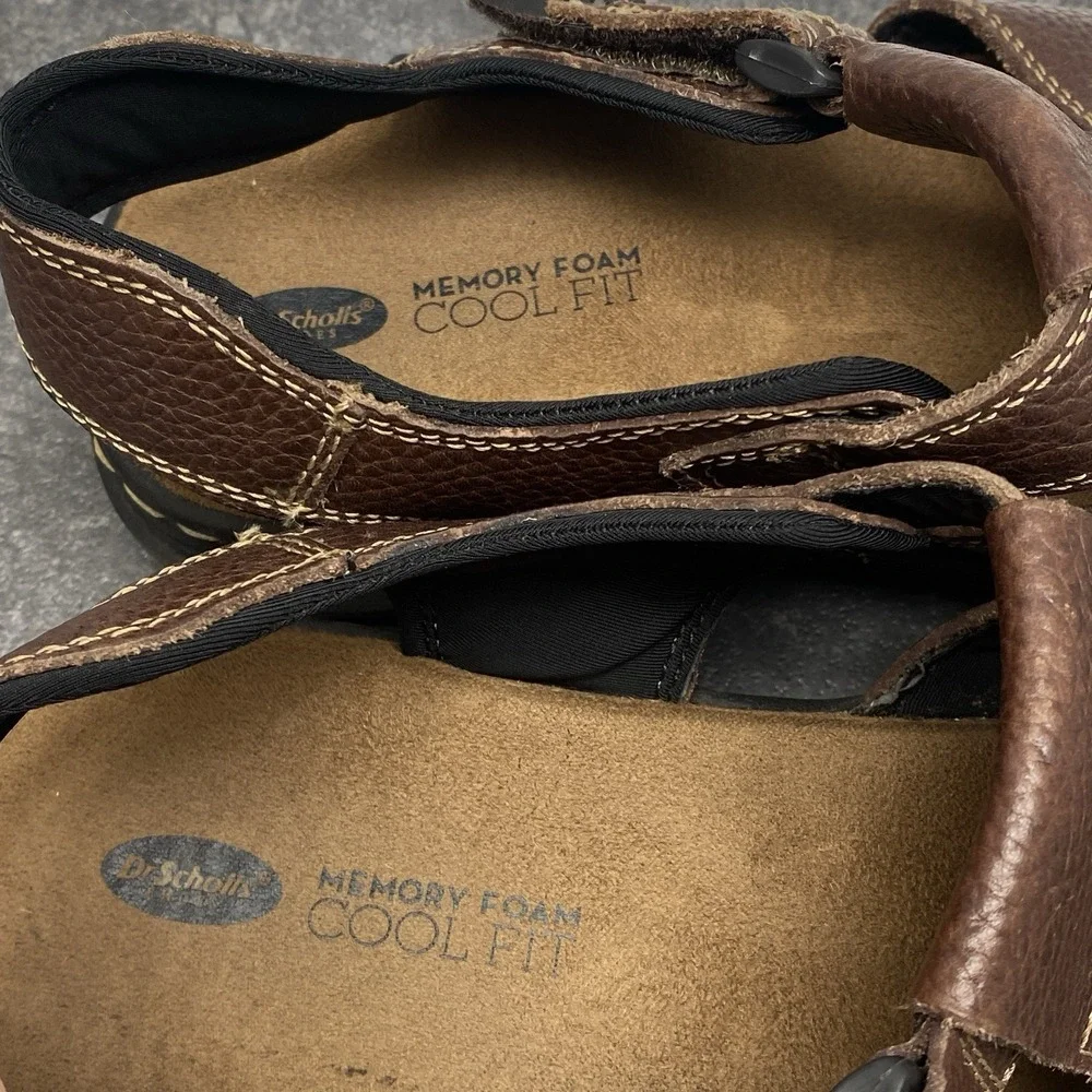 Dr Scholls Gaston Fisherman Sandals Men's US 11‎ M Brown Leather Memory Cool Fit
